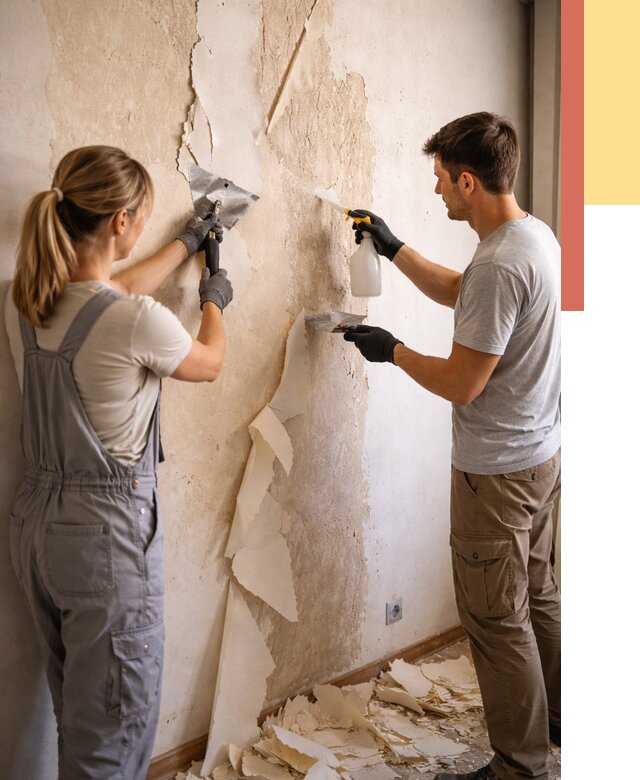 Снятие старых обоев в Приморско-ахтарске от 5322 руб. под ключ недорого | ОТДЕЛОЧНИК-Прр