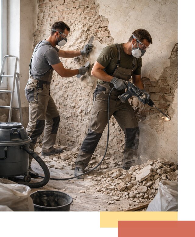 Демонтаж штукатурки со стен в Приморско-ахтарске быстро и аккуратно