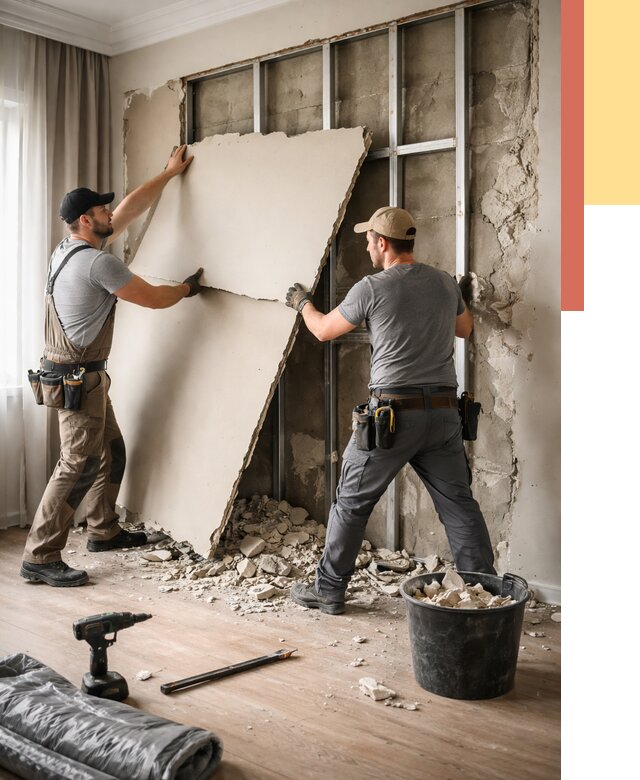 Демонтаж гипсокартона со стен в Приморско-ахтарске от 355 руб. — услуги демонтажа | ОТДЕЛОЧНИК-Прр