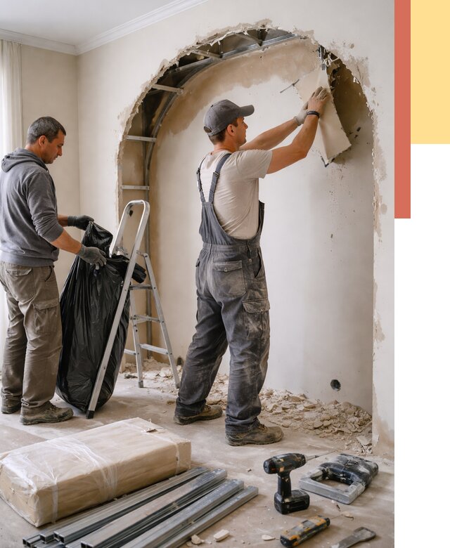 Демонтаж арки из гипсокартона в Приморско-ахтарске от 3548 руб. — услуги под ключ | ОТДЕЛОЧНИК-Прр