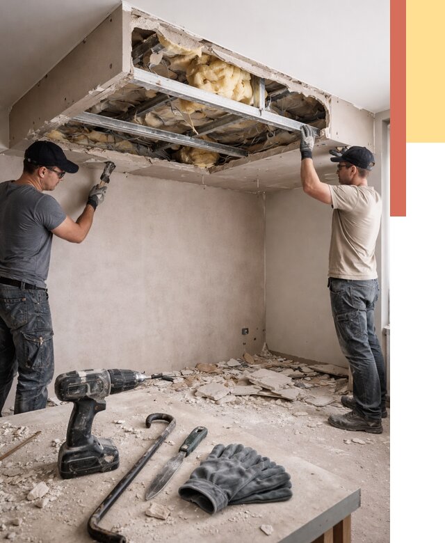 Демонтаж короба из гипсокартона в Приморско-ахтарске от 1541 руб. — быстро и недорого | ОТДЕЛОЧНИК-Прр