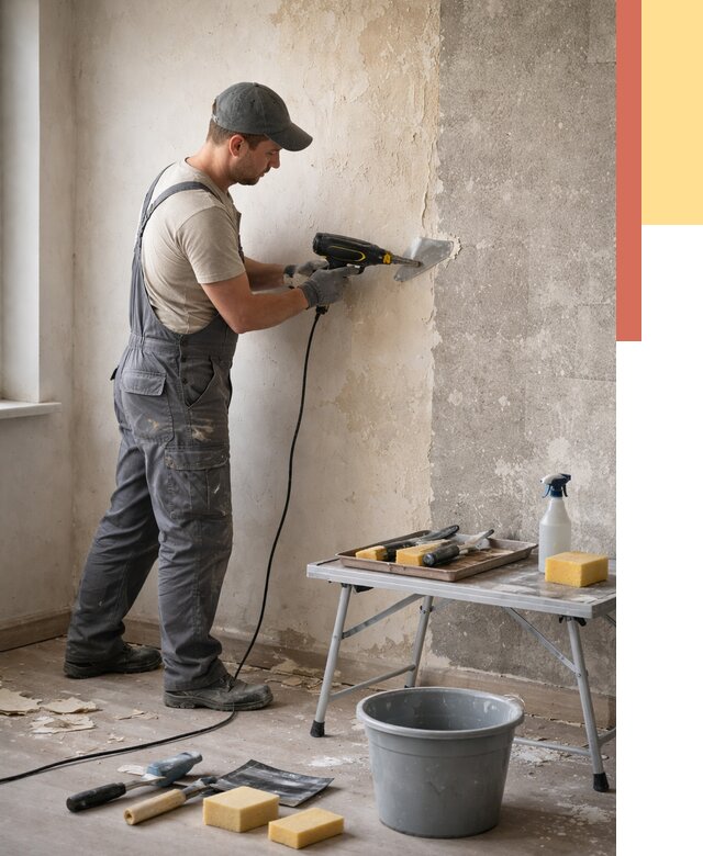 Очистка стен от клея в Приморско-ахтарске от 1876 руб. — снятие и удаление клея со стен | ОТДЕЛОЧНИК-Прр