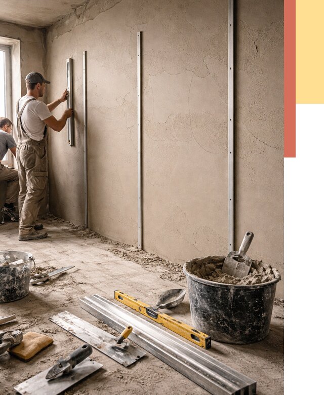 Штукатурка стен по маякам в Приморско-ахтарске от 5576 руб./м² — выравнивание под ключ | ОТДЕЛОЧНИК-Прр