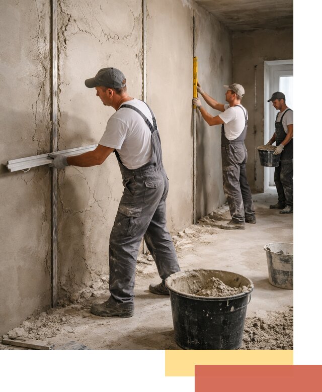 Штукатурка стен по маякам в Приморско-ахтарске — точная и ровная поверхность