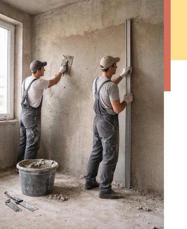 Штукатурка бетонных стен в Приморско-ахтарске от 4562 руб/м² — качественно и быстро | ОТДЕЛОЧНИК-Прр