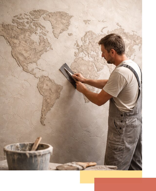 Декоративная штукатурка «Карта мира» под ключ в Приморско-ахтарске