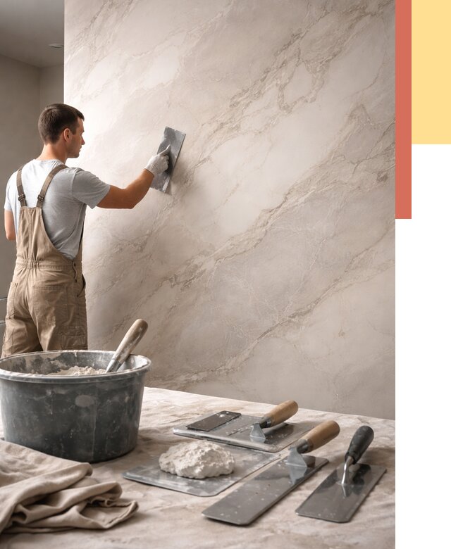 Декоративная штукатурка под мрамор в Приморско-ахтарске от 2839 руб./м² — быстро и недорого | ОТДЕЛОЧНИК-Прр