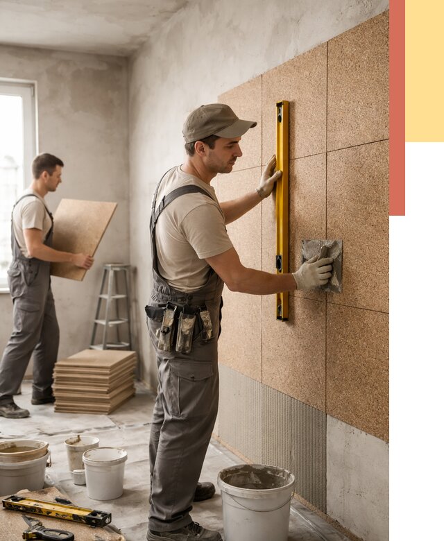 Монтаж пробковых панелей на стены в Приморско-ахтарске от 3548 руб. — ОТДЕЛОЧНИК-Прр