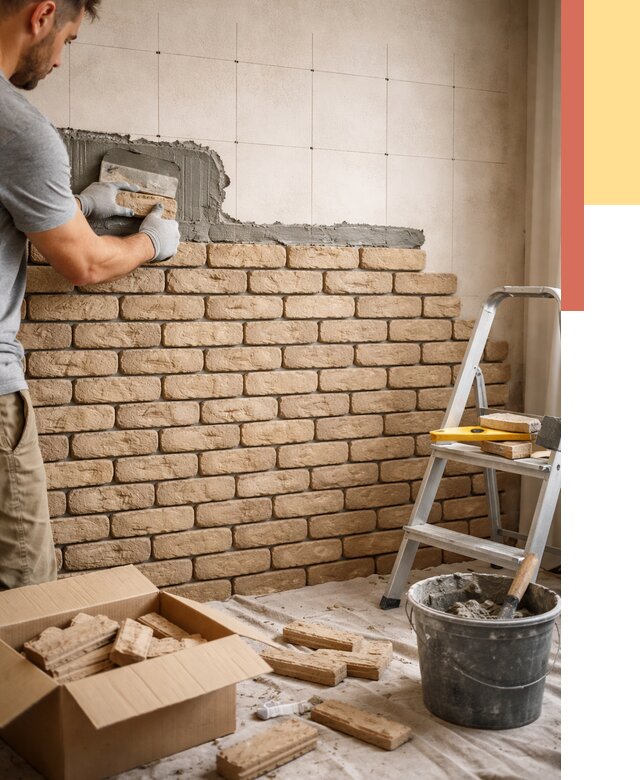 Монтаж декоративного кирпича в Приморско-ахтарске от 3244 руб./м² — быстро и недорого | ОТДЕЛОЧНИК-Прр