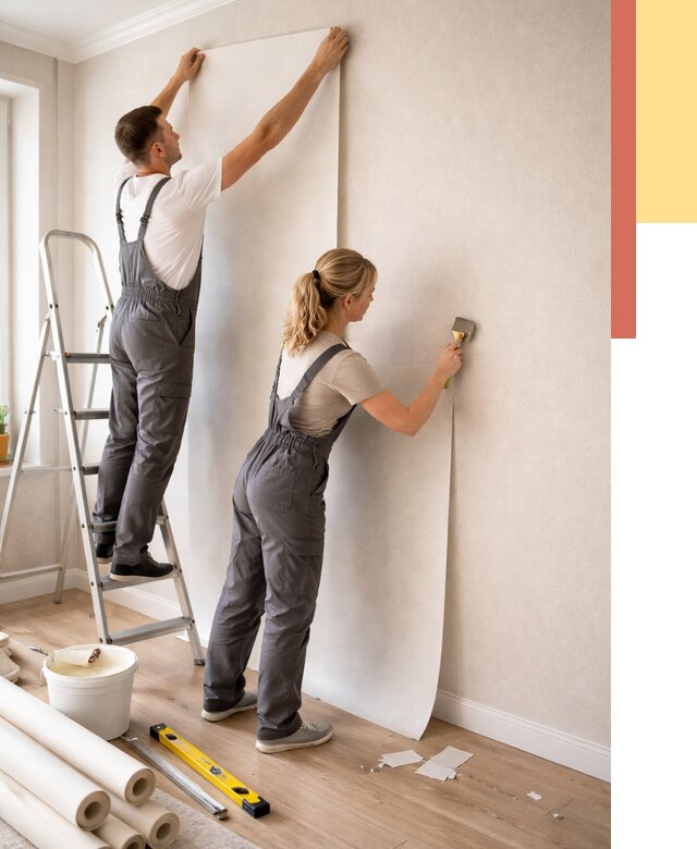 Поклейка флизелиновых обоев в Приморско-ахтарске от 6083 руб. | Быстро и недорого — ОТДЕЛОЧНИК-Прр