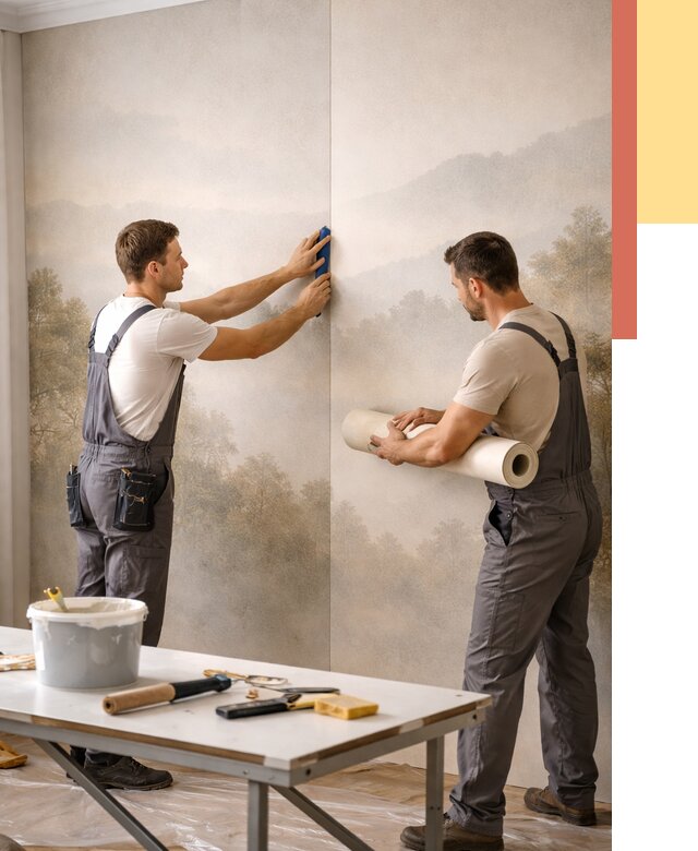 Поклейка фотообоев в Приморско-ахтарске от 8617 руб/м² — быстро и недорого | ОТДЕЛОЧНИК-Прр