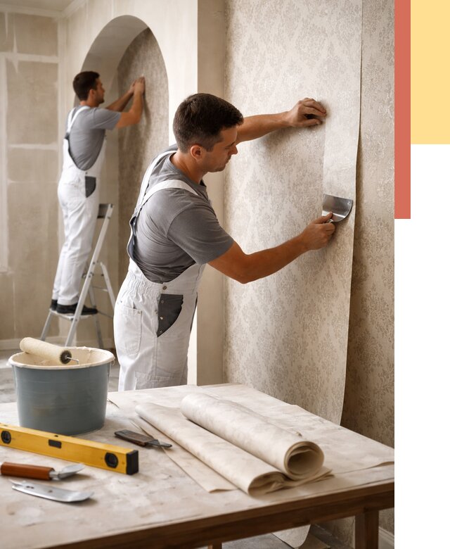 Поклейка обоев на сложные стены в Приморско-ахтарске от 2839 руб. под ключ | ОТДЕЛОЧНИК-Прр