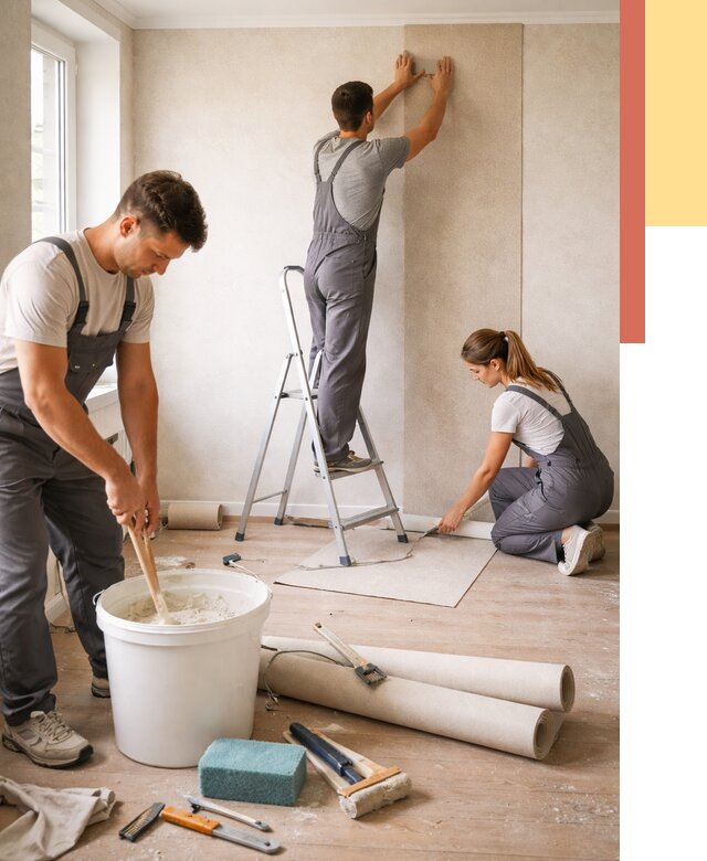 Оклейка стен обоями в Приморско-ахтарске от 3548 руб/м2 — быстро и недорого | ОТДЕЛОЧНИК-Прр