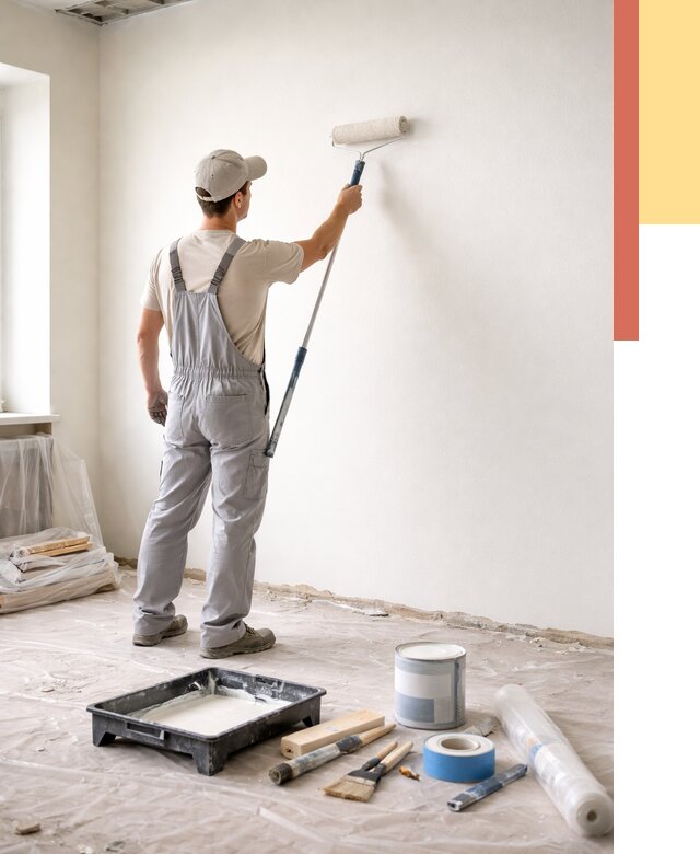 Покраска стен водоэмульсионной краской в Приморско-ахтарске от 456 руб. за м² | ОТДЕЛОЧНИК-Прр