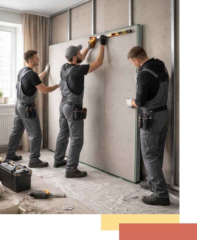 Шумоизоляция стен панелями ЗИПС в Приморско-ахтарске для жилых и коммерческих помещений