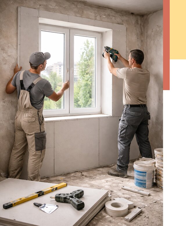 Монтаж откосов из гипсокартона в Приморско-ахтарске от 4562 руб. под ключ | ОТДЕЛОЧНИК-Прр