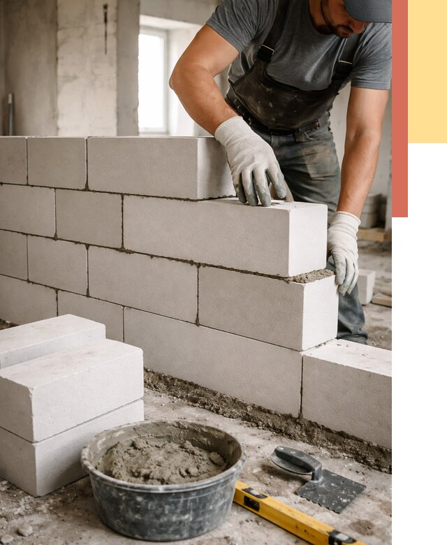 Кладка перегородок из силикатного блока в Приморско-ахтарске от 4055 руб. под ключ | ОТДЕЛОЧНИК-Прр