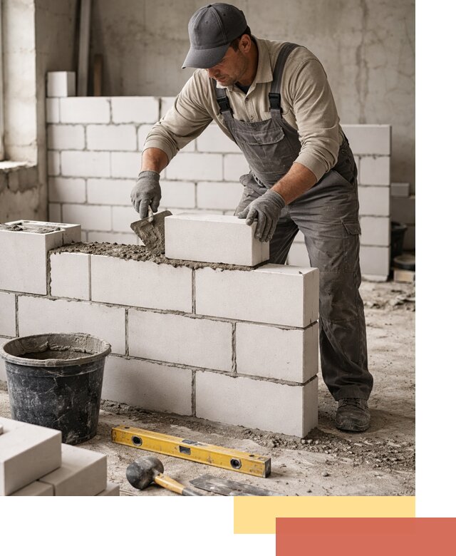 Кладка перегородок из силикатного блока в Приморско-ахтарске