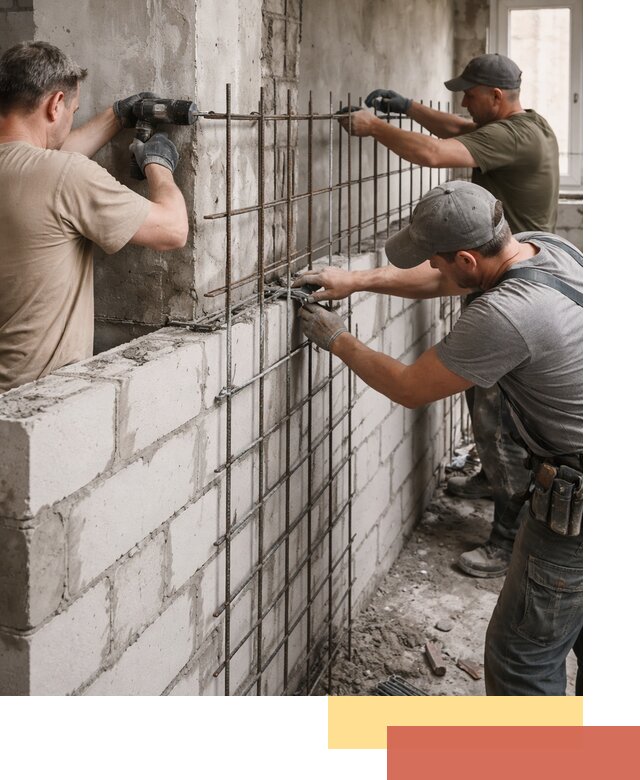 Армирование кладки перегородок в Приморско-ахтарске профессионально и надёжно