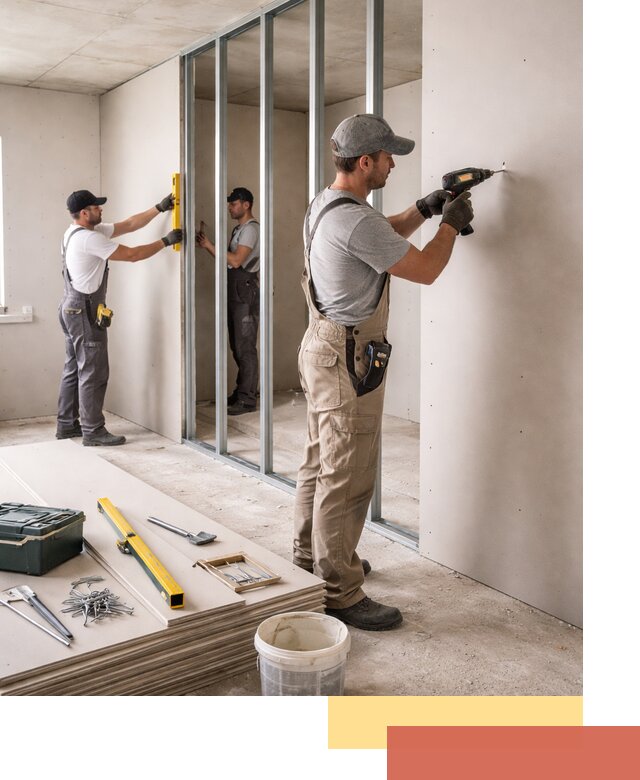 Однослойная перегородка из гипсокартона в Приморско-ахтарске под ключ, монтаж и отделка