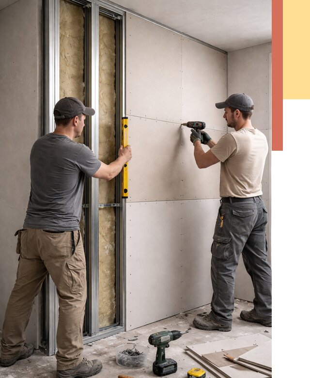 Монтаж двухслойной перегородки из гипсокартона в Приморско-ахтарске от 1470 руб. | ОТДЕЛОЧНИК-Прр