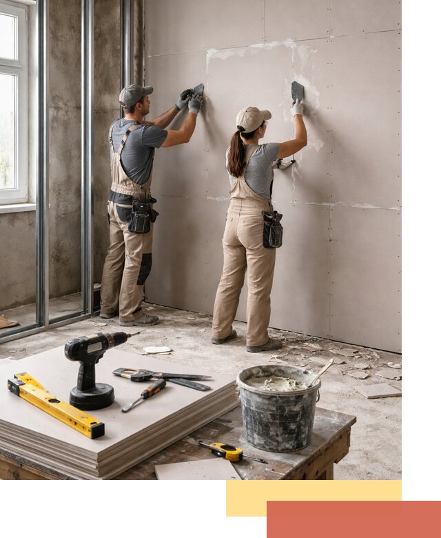 Монтаж двухслойной перегородки из гипсокартона в Приморско-ахтарске