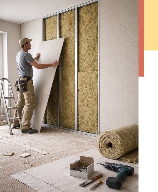 Перегородка из гипсокартона с шумоизоляцией в Приморско-ахтарске от 3163 руб. | ОТДЕЛОЧНИК-Прр