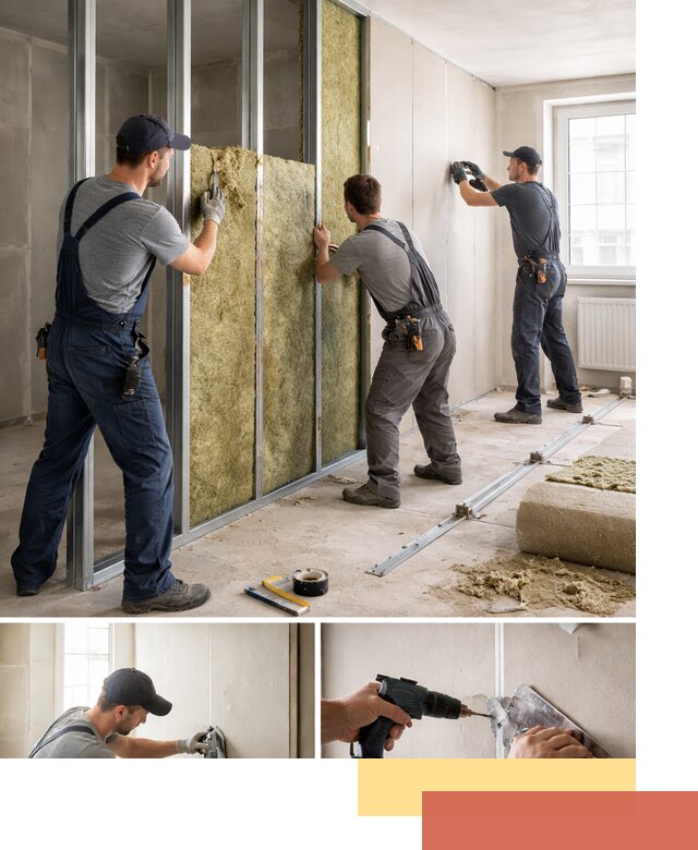 Перегородка из гипсокартона с шумоизоляцией в Приморско-ахтарске — монтаж под ключ