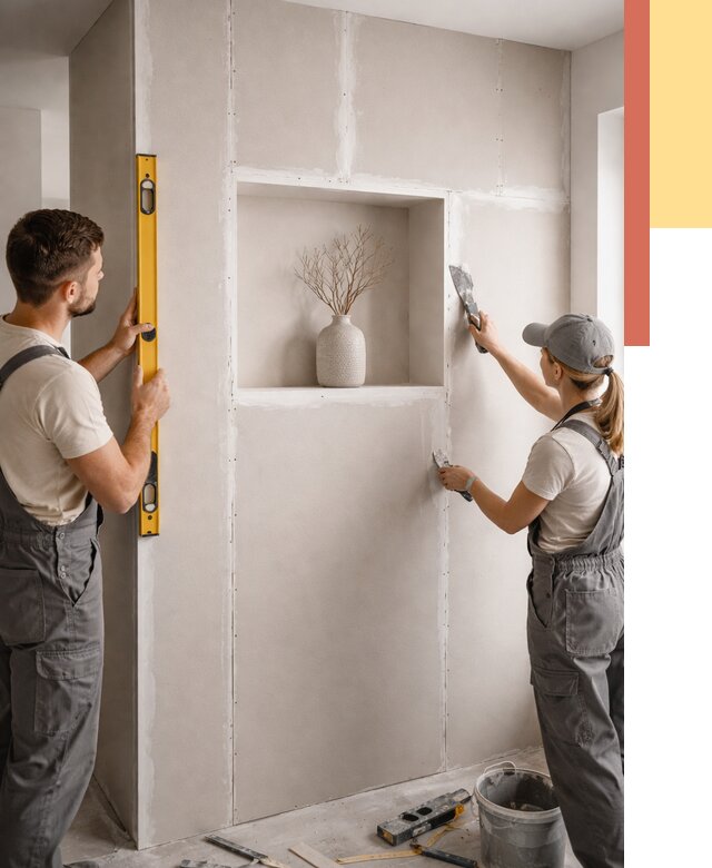 Перегородка из гипсокартона с нишей в Приморско-ахтарске от 3295 руб. под ключ | ОТДЕЛОЧНИК-Прр