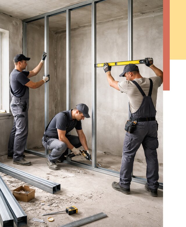 Монтаж каркаса перегородки из профиля в Приморско-ахтарске от 760 руб. | ОТДЕЛОЧНИК-Прр