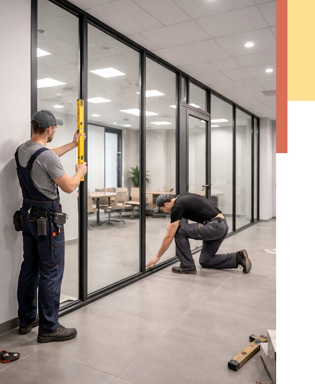 Каркасные стеклянные перегородки в Приморско-ахтарске под ключ от 9327 руб. | ОТДЕЛОЧНИК-Прр