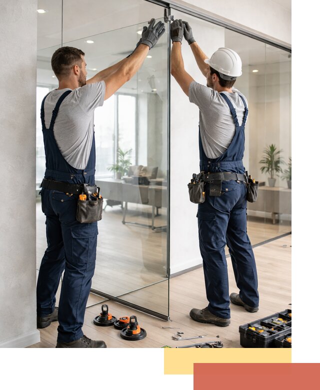 Безрамные стеклянные перегородки под ключ в Приморско-ахтарске