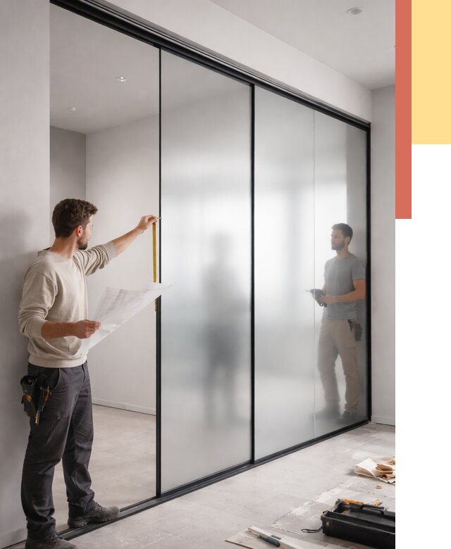 Матовые стеклянные перегородки в Приморско-ахтарске от 8617 руб. — монтаж и установка | ОТДЕЛОЧНИК-Прр