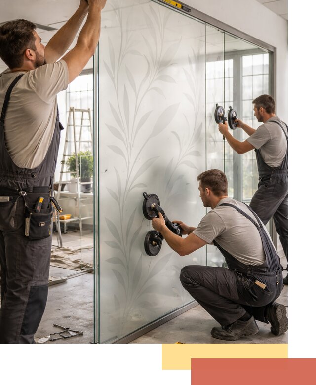 Стеклянные перегородки с рисунком на заказ в Приморско-ахтарске