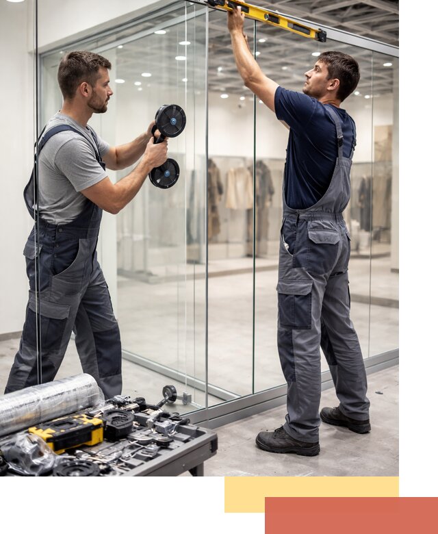 Стеклянные перегородки для магазинов в Приморско-ахтарске — монтаж и установка