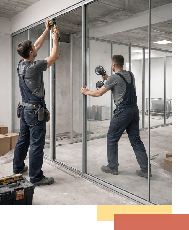 Алюминиевые перегородки со стеклом в Приморско-ахтарске — изготовление и монтаж