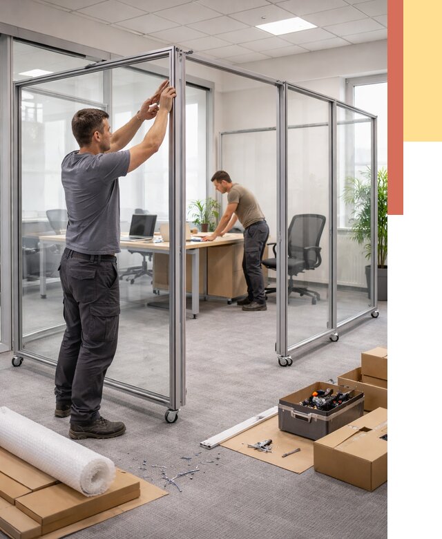 Мобильные офисные перегородки в Приморско-ахтарске от 12673 руб. — установка под ключ | ОТДЕЛОЧНИК-Прр