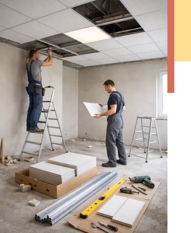 Монтаж потолка армстронг в Приморско-ахтарске от 4562 руб/м2 — быстрая установка под ключ | ОТДЕЛОЧНИК-Прр