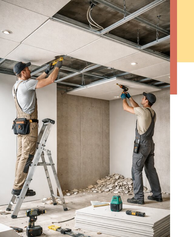 Монтаж акустического потолка в Приморско-ахтарске от 6590 руб/м2 — быстро и недорого | ОТДЕЛОЧНИК-Прр