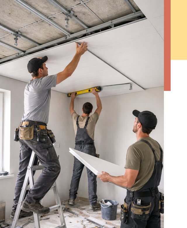 Монтаж потолка из ПВХ панелей в Приморско-ахтарске от 3548 руб./м2 — быстро и недорого | ОТДЕЛОЧНИК-Прр