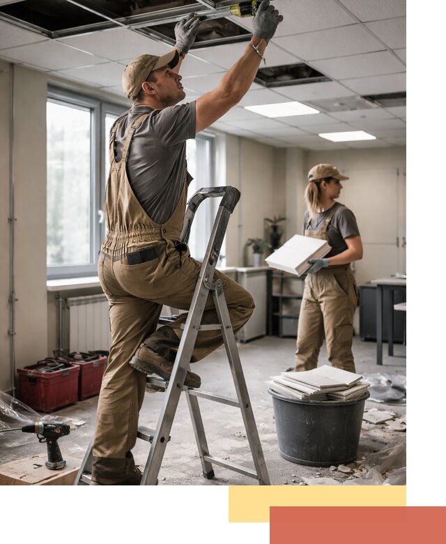 Ремонт потолка Армстронг и замена плит в Приморско-ахтарске