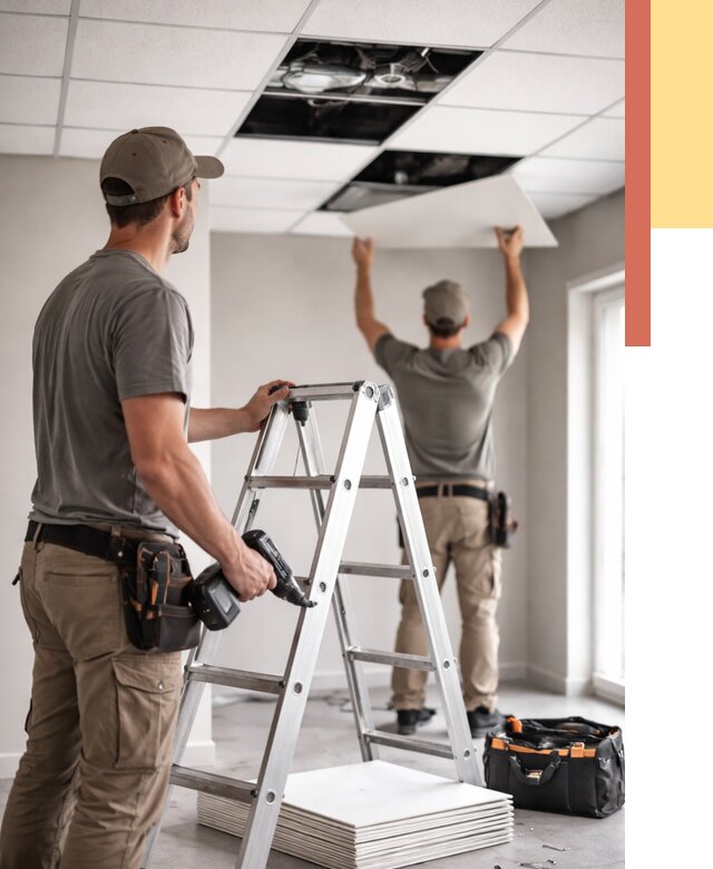 Обслуживание подвесного потолка в Приморско-ахтарске от 3548 руб. — быстро и недорого | ОТДЕЛОЧНИК-Прр