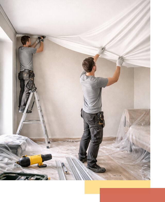 Монтаж тканевого натяжного потолка в Приморско-ахтарске недорого и быстро