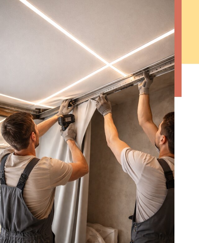 Монтаж натяжного потолка со световыми линиями в Приморско-ахтарске от 1217 руб. | ОТДЕЛОЧНИК-Прр