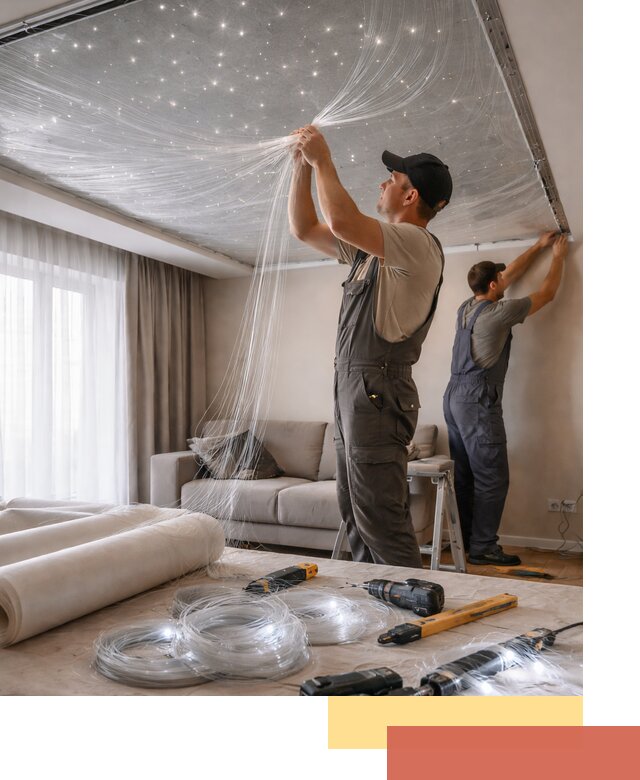 Монтаж натяжного потолка «Звездное небо» в Приморско-ахтарске