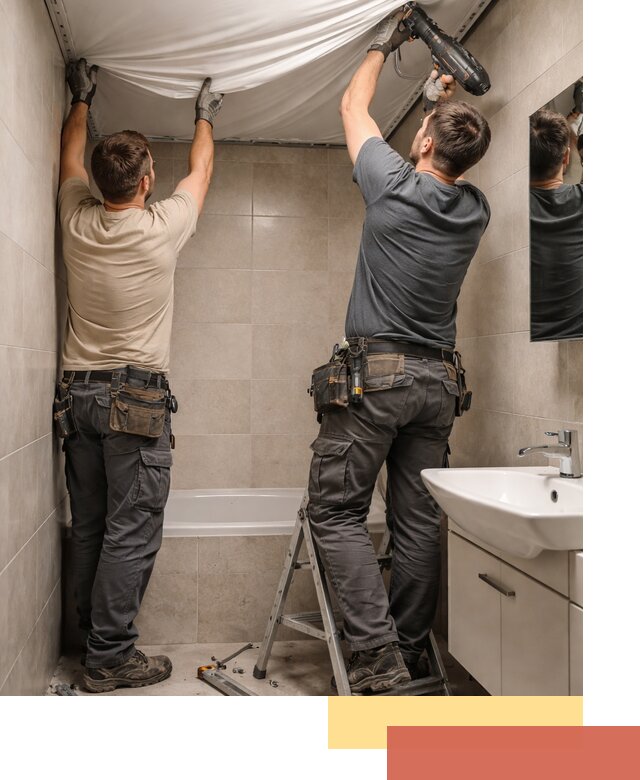 Монтаж натяжного потолка в ванной в Приморско-ахтарске быстро и качественно