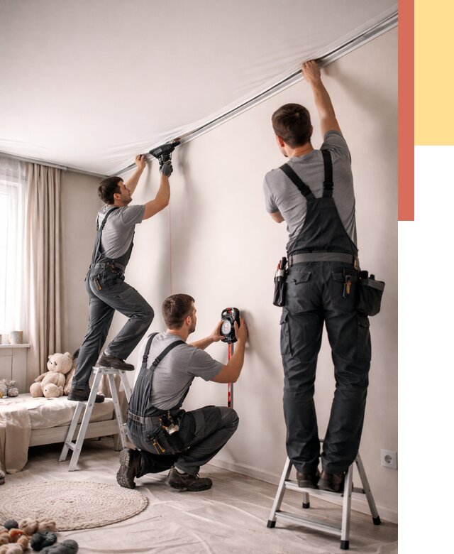 Монтаж натяжного потолка в детской в Приморско-ахтарске от 3548 руб. — быстро и недорого | ОТДЕЛОЧНИК-Прр