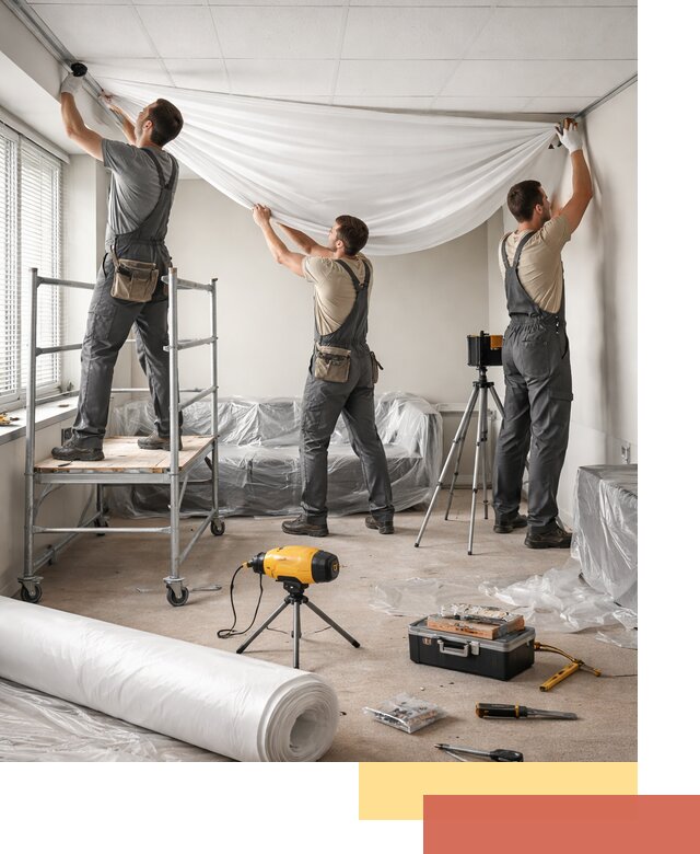 Монтаж натяжного потолка в офисе в Приморско-ахтарске