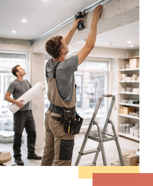 Монтаж натяжных потолков в магазине в Приморско-ахтарске