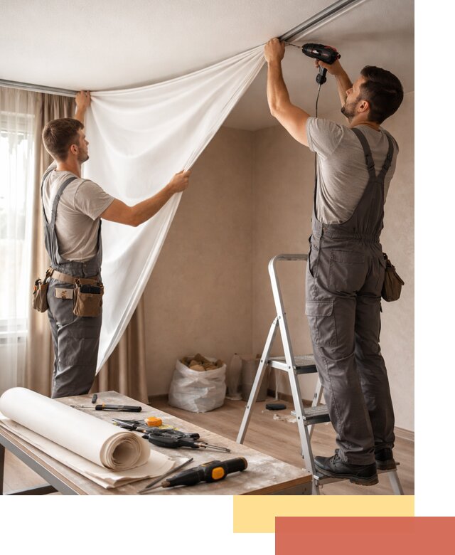 Замена полотна натяжного потолка в Приморско-ахтарске быстро и качественно